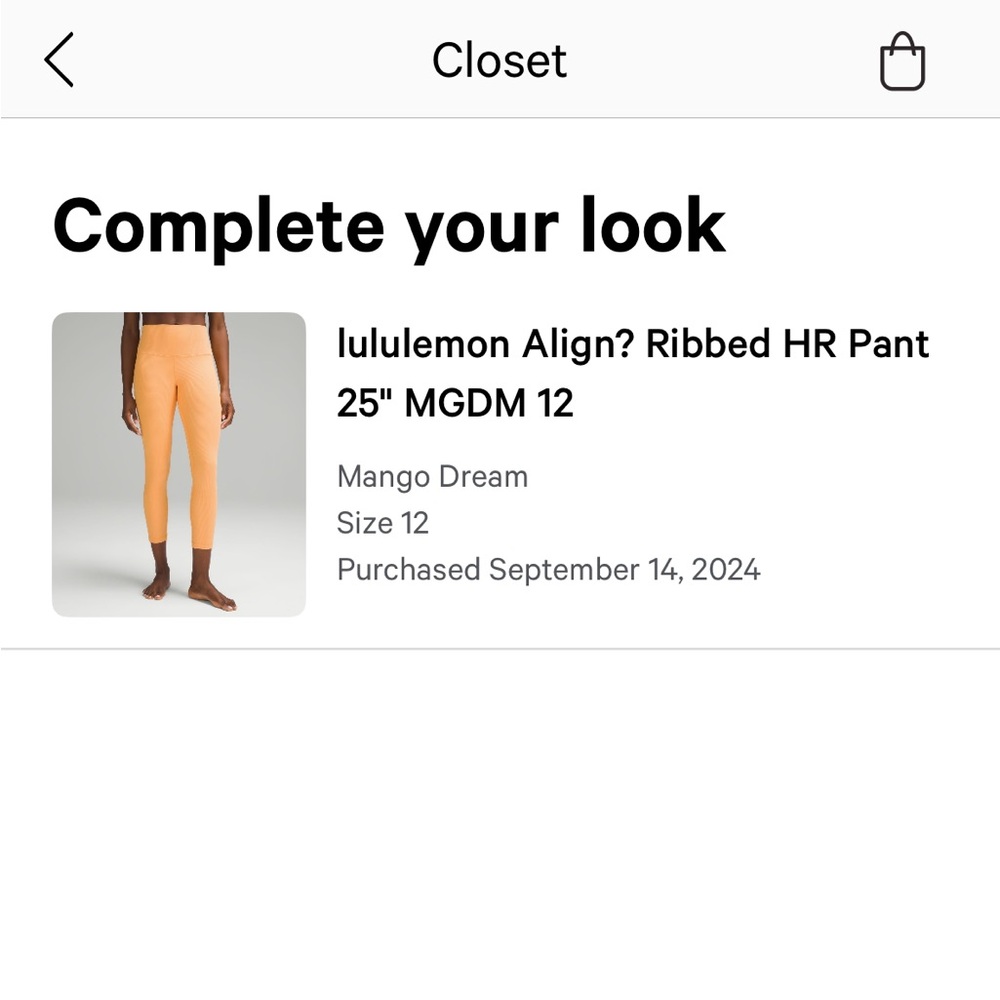 New Lululemon Align high rise ribbed pant 25” Mango Dream. Orange. Size 12 - Picture 11 of 17